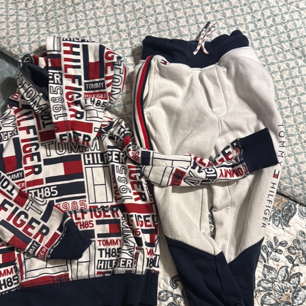 Tommy Hilfiger Kids' Red, Blue, and White Jogger Set